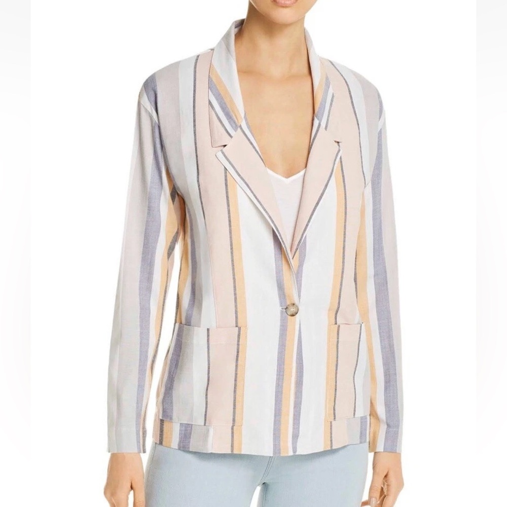 THREE DOTS Portifino Striped Slouchy Blazer Single Button‎ Size Small
